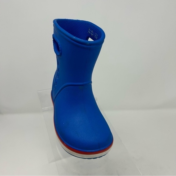 Crocs Unisex Child Kids Light Blue Rain Boots Size C6 Red and White Striped - Picture 3 of 13